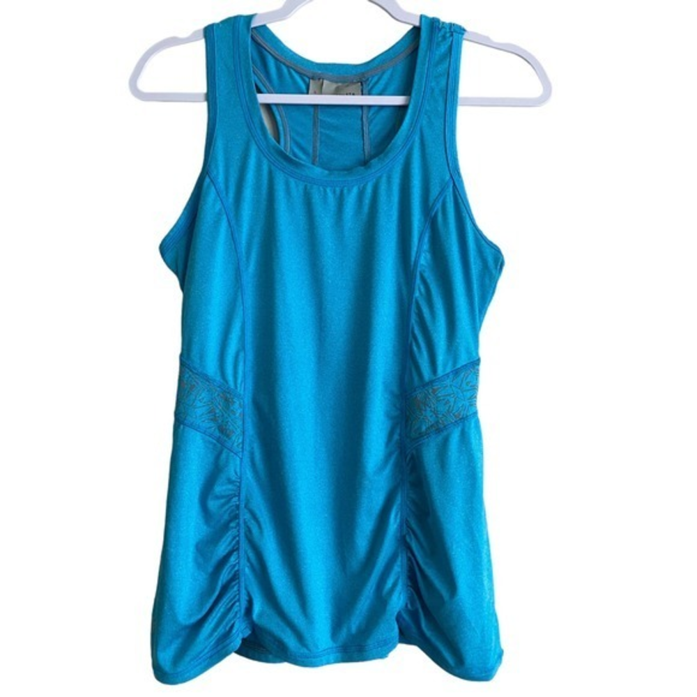 Athleta Aqua Blue Racerback Tank Top-Size Small‎ Women-EUC